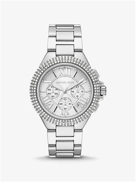 camille pave silver tone watch